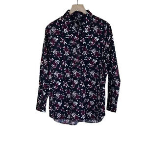 Lands’ End Size 12 No Iron Supima Long Sleeve Button Down Floral Feminine Office